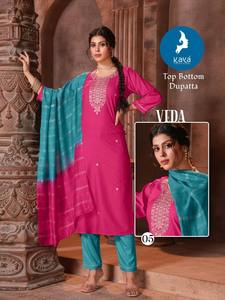 Ensemble Kurti élégant en organza de rayonne imprimé à séchage rapide pour l'hiver, vente en gros avec bas coordonné et dupatta léger pour les fêtes - Product Image 6