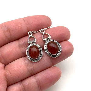 925 <b>Solid</b> <b>Silver</b> Classical <b>Earrings</b> Jewelry For Women 925 Sterling <b>Silver</b> Carnelian Gemstone Boho Style Handmade <b>Earrings</b> Gift - Product Image 1