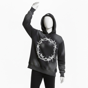 Hoodie personnalisé tendance surdimensionné avec impression délavée, 100% coton molletonné, qualité supérieure, Merial, unisexe - Product Image 5