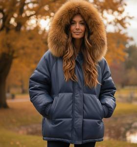 Chaqueta de Cuero Acolchada de Invierno para Mujer con Estampado a Cuadros, Cierre de Cremallera Resistente al Viento, Diseño Delgado, Estilo Urbano - Product Image 2