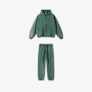 Chándales de lavado ácido Chándal lavado con cremallera completa para hombres 2025 Joggers de alta calidad Sudadera con capucha Conjuntos de pantalones de chándal Chándal de lavado ácido - Product Image 1