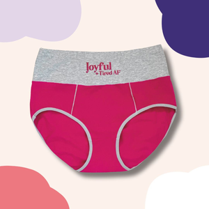 Ropa Interior de Compresión de Cintura Alta Joyful + Tired AF - 95% Algodón 5% Elastano Fucsia/Negro - Product Image 3