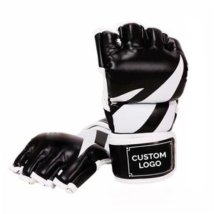 Gants de boxe MMA en cuir microfibre de haute qualité, confortables, de couleur noire et blanche, avec fermeture à crochets et boucles - Product Image 1