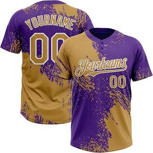 Camiseta de béisbol profesional personalizada al por mayor, 100% de poliéster, botón estriado, diseño sublimado con logotipo, conjunto económico de estilos - Product Image 1