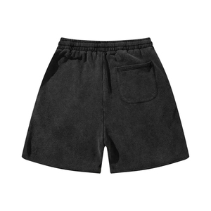 Vintage Distressed Embroidered Patch Cotton <b>Shorts</b> for <b>Men</b> High Street Acid Wash Seamless Elastic Waist Digital Hot Eco-Friendly - Product Image 2