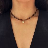 Collier en pierre naturelle œil de tigre personnalisé 15 pièces, élégant, avec perle d'eau douce, aigue-marine, pendentif plaqué or, bijoux en pierres précieuses pour femmes