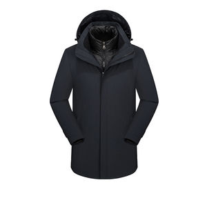 Veste d'hiver pour homme et femme, coupe-vent, en laine et cuir, style formel, motif camouflage, logo sur le devant, couleur personnalisée - Product Image 3