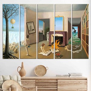 Arte mural surrealista moderno: decoración impresa en lienzo para regalos de Navidad, JUEGO DE 5 LIEÑOS - Product Image 1