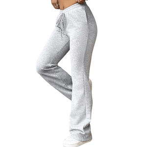 Pantalons de survêtement tendance et élégants, lourds, de haute qualité, 100% coton, taille élastique avec cordon de serrage, couleur unie, hiver pour femmes - Product Image 4