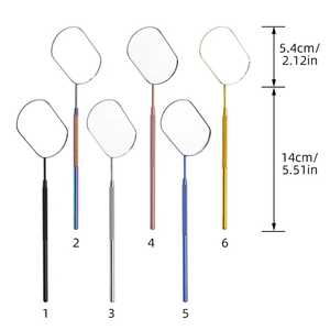 Mango de acero inoxidable chapado en oro de un solo lado cuadrado de mano de bolsillo herramienta de comprobación de aumento extensión de pestañas espejo maquillaje - Product Image 1