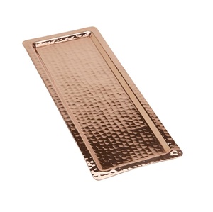 ถาดเสิร์ฟทองแดงตีขึ้นรูปด้วยมือ คุณภาพพรีเมียม งานแฮนด์เมด จานเสิร์ฟคลาสสิก สวยงามทันสมัย ถาดทองแดงสำหรับบนโต๊ะอาหาร - Product Image 5