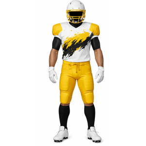 Meilleures ventes Uniforme de football américain jaune et noir Jersey sublimé à découpes et ensemble de pantalon rembourré - Product Image 2