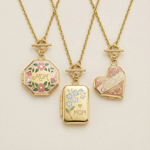 Collier ras du cou tendance en cuivre plaqué or 18 carats avec pendentif cœur ouvrable et fermable, lettre <span class=keywords><strong>MAMAN</strong></span>, idéal pour la Fête des Mères - Product Image 1