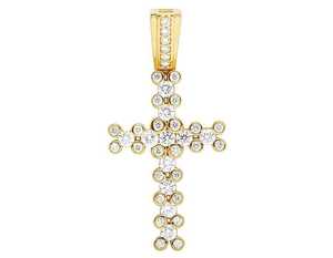 Colgante de Cruz de Plata de Ley Chapado en Oro de Lujo con Moissanita Redonda, Diseño Clásico Iced, Amuleto de Joyería Premium Estilo Hip Hop - Product Image 3