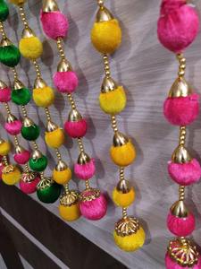 Velvet <b>Ball</b> String, Indian Backdrop Decoration, Haldi Mehendi Decoration, Eid Decoration, Wedding Decoration,Party Decor Hanging - Product Image 2