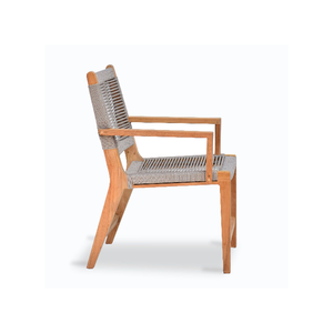 Chaise de salle à manger en bois de teck massif avec assise et dossier recouverts de corde tissée pour l'intérieur et l'extérieur - Product Image 5
