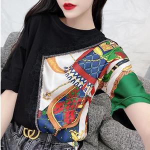 Moda All-match cuello redondo Patchwork diseño Casual tendencia moda pulóveres para mujeres 2023 nueva ropa de mujer Tops blusas - Product Image 3