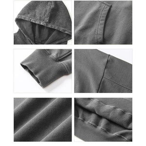 <b>Top</b> Selling Unisex Customize <b>Distress</b> Embroidered 100% Cotton French Terry Acid Washed Boxy Style Oversized Hooded Winter - Product Image 5