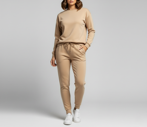 Ensemble de sweat-shirt respirant en molleton d'hiver décontracté solide taupe pour femme - Product Image 1