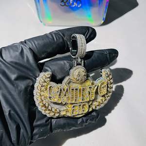 Collar de Hip Hop de Plata de Ley 925 Chapado en letras con nombre de fábrica personalizado para hombre, colgante de diamante de moissanita, colgantes de moda - Product Image 1