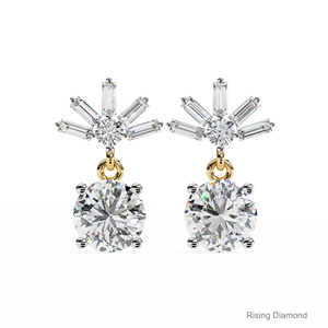 Pendientes colgantes de diamantes cultivados en laboratorio de corte redondo de 1,0 quilates, regalo de aniversario de oro blanco certificado CVD - Product Image 3