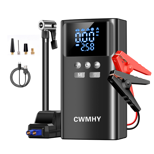 CWMHY 3000A Jump Starter & Air Compressor, 150PSI Auto Tire Inflator, 12V Lithium Car Battery Booster for 9.0L Gas/6.5L Diesel
