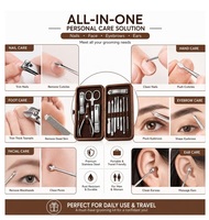 Kit de soin des ongles professionnel luxueux en acier inoxydable 3 en 1, coupe-ongles, ciseaux, étui de voyage portable, manucure, pédicure