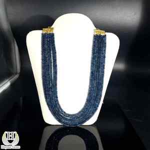 Saphir bleu 7 lignes collier de perles à facettes perles multi-lignes or couleur bleu collier de perles de pierres précieuses en vrac - Product Image 2