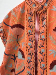 New Arrival Hand-Embroidered Suzani Half Vest & Waistcoat for <b>Women</b> Velvet <b>Sleeveless</b> Short <b>Jacket</b> with Belt Closure - Product Image 2