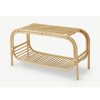Étagère à chaussures réglable à 2 niveaux en rotin scandinave écologique pour salon et entrée, fabriquée au Vietnam
