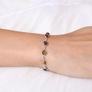 Boho Style 925 Sterling Silver Tiger Oeil de Pierres Précieuses Bracelet Bijoux Fait Main Bracelet En Argent Bijoux pour Femmes Cadeau De Mariage - Product Image 4