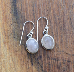 Prix direct d'usine en gros, boucles d'oreilles ovales en argent sterling 925 avec quartz rose, bijoux faits à la main, cadeau parfait pour elle - Product Image 4
