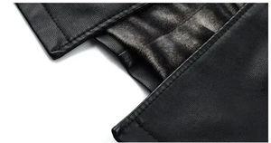 Manteau d'hiver en cuir véritable pour hommes, épais, chaud, régulier, décontracté, veste à capuche, col montant, lettre, Haus Industries - Product Image 5