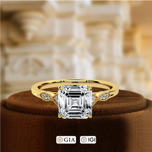 Bague de fiançailles en diamant de style vintage, taille Asscher, 1 carat, diamant de laboratoire, certifiée IGI, bague de promesse pour femme - Product Image 2