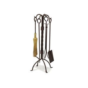 Ensemble d'outils de feu en fer noir avec poignées droites et support durable, idéal pour la décoration moderne et l'utilisation utilitaire - Product Image 2