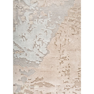 Alfombra Uvenuti de Lana y Seda de Bambú Tejida a Mano, Color Marfil, LRB-1800, Rectangular, Abstracta, para Dormitorio, Hecha a Mano con Técnicas de Viscosa - Product Image 3