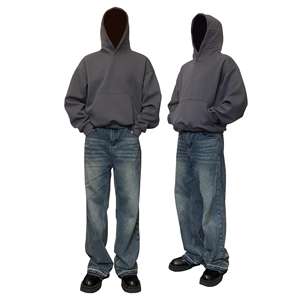 Proveedor de ropa al por mayor personalizado Color sólido 360 Gsm mezclas de algodón Boxy sudaderas con capucha de gran tamaño sudaderas con capucha para hombres - Product Image 5