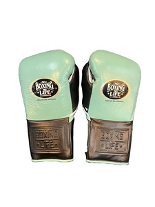 Gants de boxe professionnels en cuir de vachette véritable bleu métallisé, vente en gros, No Boxing No Life - Product Image 3