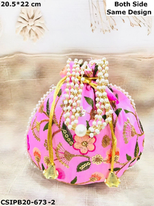 Indian Handmade Fabric Potli Clutch Embroidered Stylish Return Gifts for Weddings and Celebrations! - Product Image 3