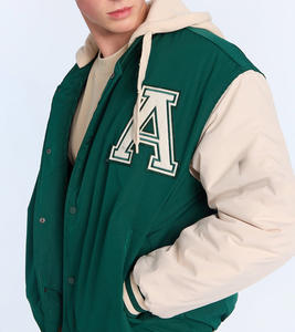 Veste de baseball varsity safari pour homme de haute qualité, col montant, hiver, logo personnalisé brodé, OEM - Product Image 1