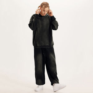 100% coton 410 Gsm lourd lavage à l'acide Streetwear survêtement broderie personnalisée impression sweat à capuche pantalons de survêtement ensemble tissu polaire - Product Image 4