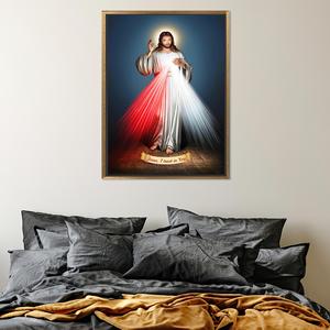 Impression sur toile Divine Art : Œuvre d'art moderne de Jésus-Christ pour la décoration de la maison, encadrée en or - Product Image 1