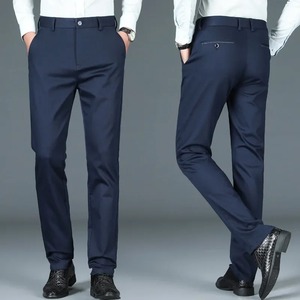 Pantalon long décontracté pour hommes Costume d'affaires noir élastique à quatre côtés à jambe droite Léger pour un usage quotidien Taille moyenne - Product Image 5