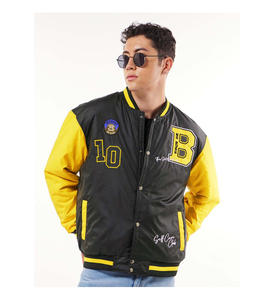 เสื้อแจ็กเก็ตผ้าแคนวาสสำหรับผู้ชายเสื้อแจ็คเก็ตผ้าแคนวาสปักลายสไตล์วิทยาลัยแบบไม่มีปกเสื้อหนังขนสัตว์ - Product Image 5