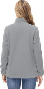 Chaqueta de lana ligera de talla grande para mujer para invierno, senderismo, cierre de cremallera, bolsillos, transpirable, cálido, relleno de algodón, patrón estampado - Product Image 3