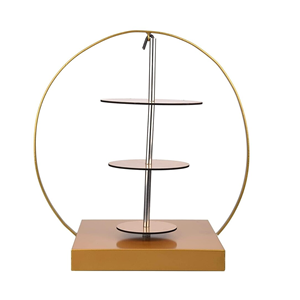 Support de gâteau en métal de forme ronde pour la décoration de mariage Forme personnalisée à 5 niveaux Taille régulière Le plus luxueux et élégant - Product Image 2