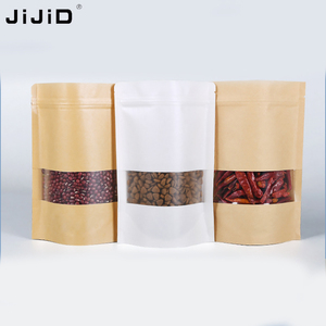 Sacs refermables à fermeture éclair JIJID en gros, sacs autoportants avec fenêtre, sacs d'emballage alimentaire, sacs en papier kraft - Product Image 2