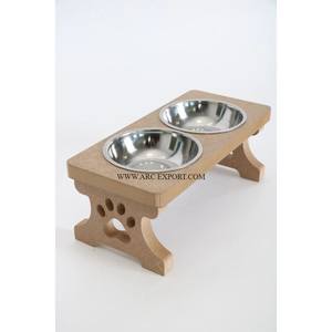 Comedero para Mascotas de Diseño Nuevo y Elegante, Tazón de Comida para Perros Hecho a Mano, Color Marrón Claro, Madera y Acero Inoxidable, Tazón de Comida de Lujo para Perros - Product Image 4