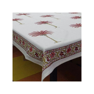 High Quality Handmade Palm Tree and <b>Pink</b> Indian Design <b>Tablecloth</b> Long and Soft Cotton Trending Newest at an Price - Product Image 1