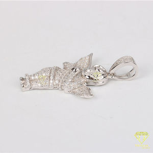 Colgante de cruz de plata de hip hop con abalorio de diamante Joyería helada chapada en rodio - Product Image 5